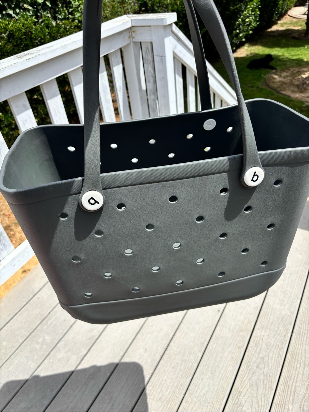 Not a Bogg perforated tote bag with buttoned straps